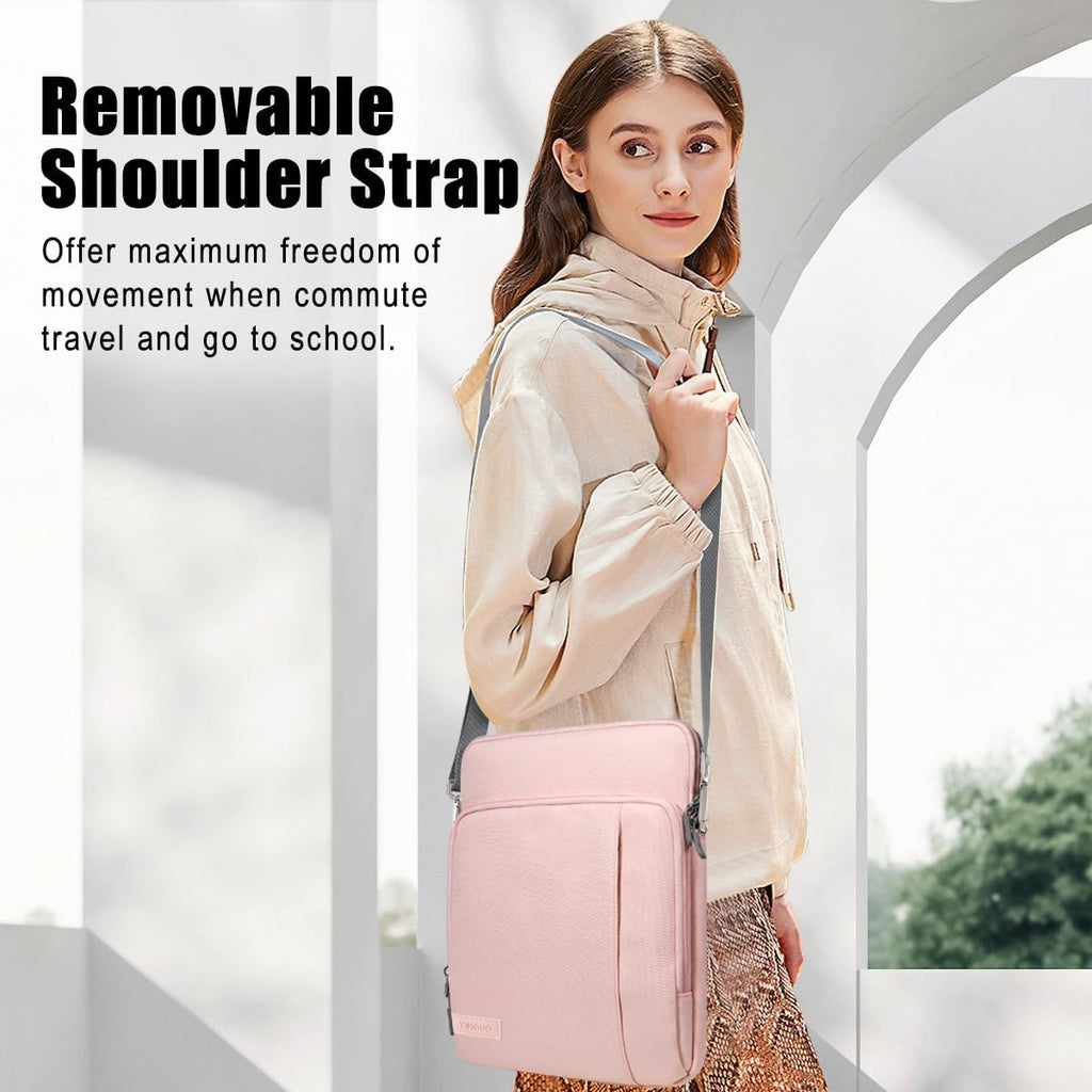 Sleeve Case with Shoulder Strap for Laptop, 13.3-14", Pink