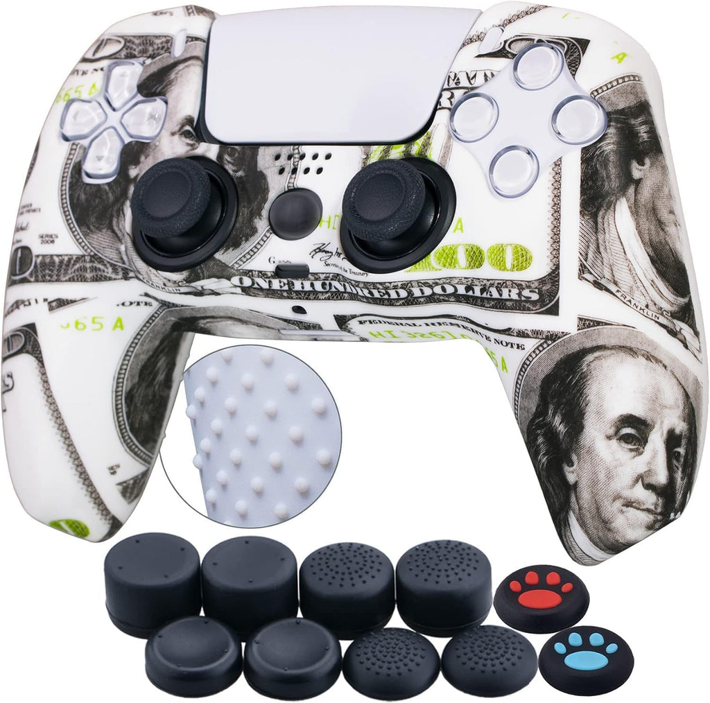 Water Transfer Printing Silicone Protective Case for PS5 Controller with 10 Thumb Grips