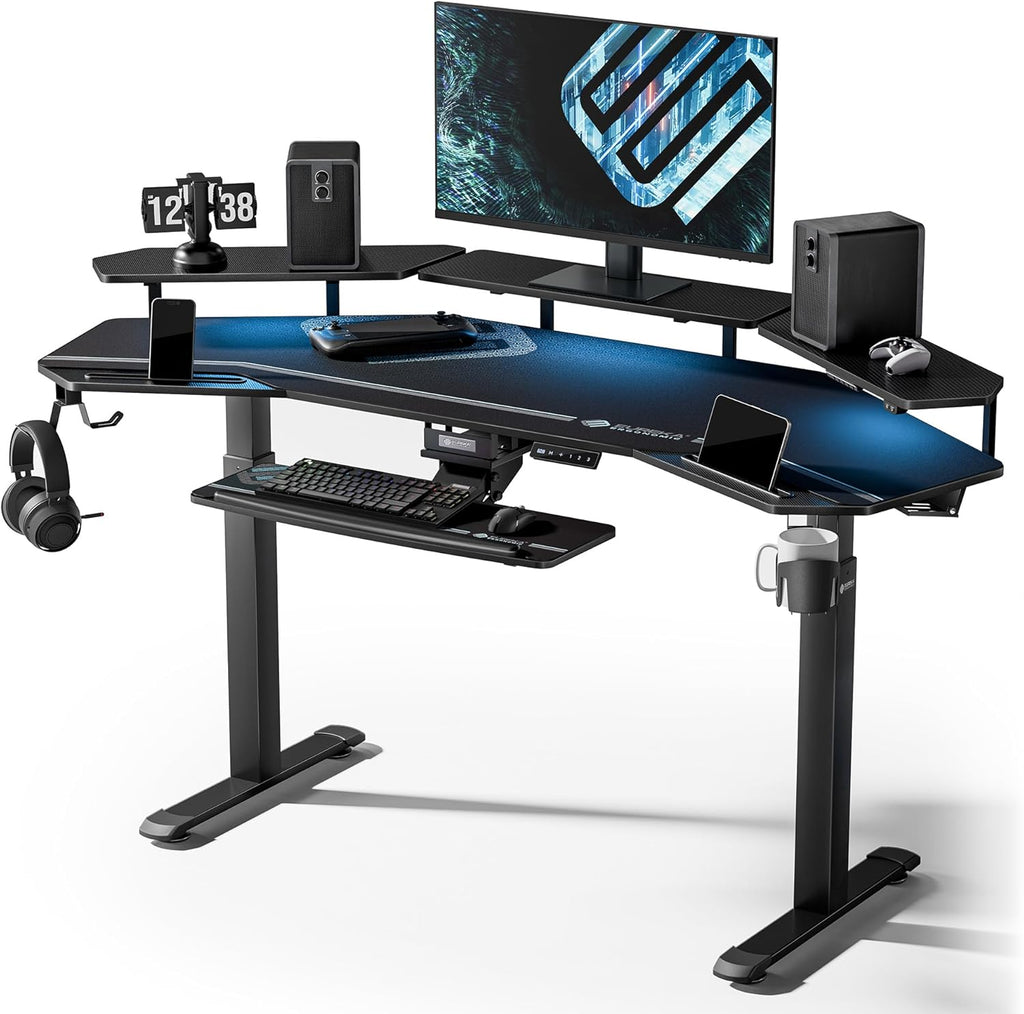 72" Electric Standing Gaming Desk with Integrated Keyboard Tray