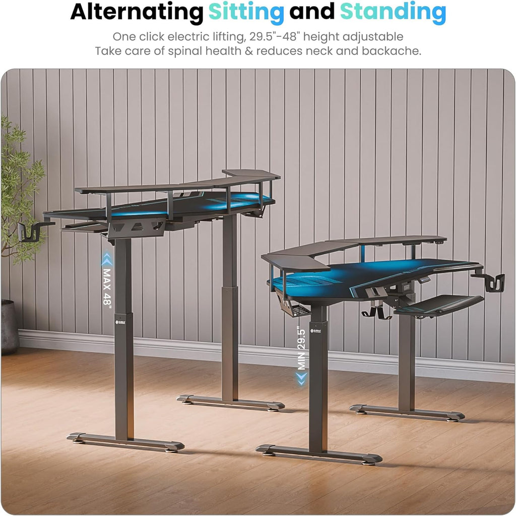 72" Electric Standing Gaming Desk with Integrated Keyboard Tray