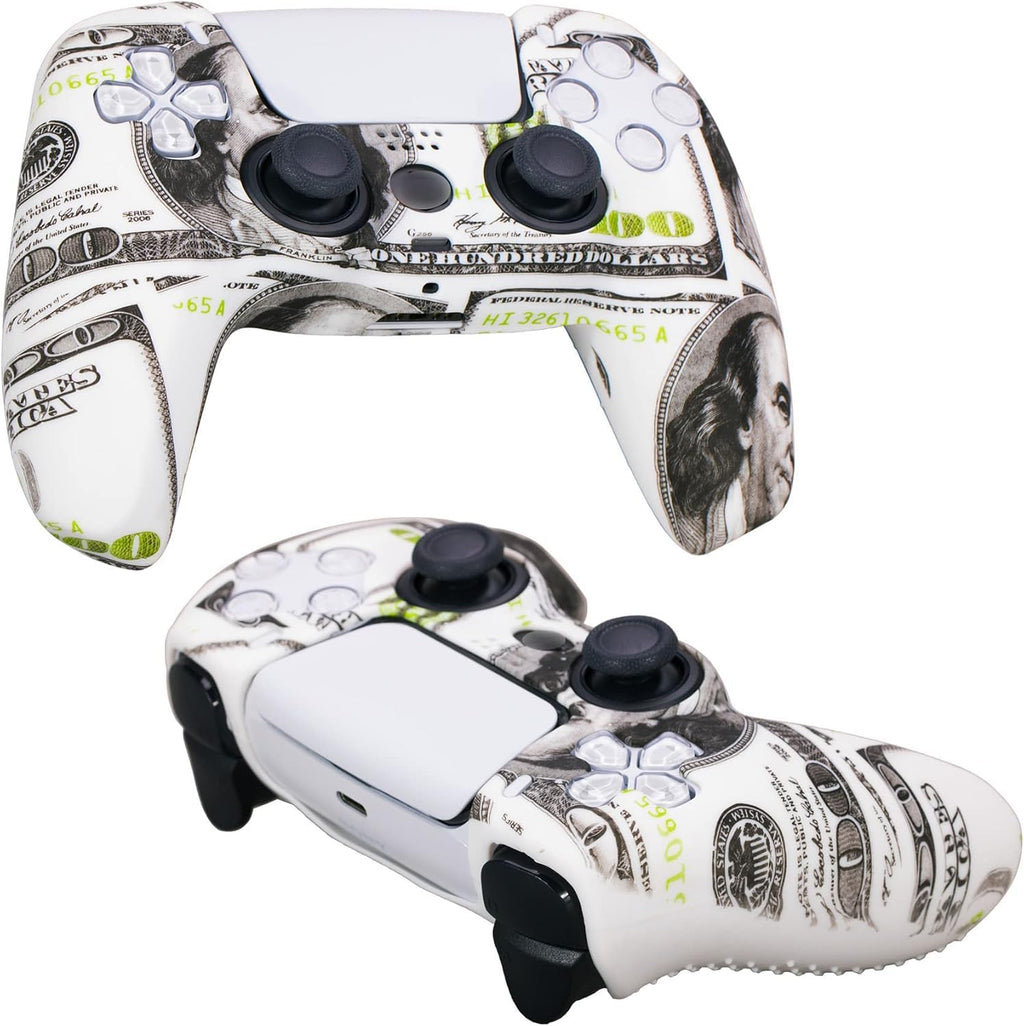 Water Transfer Printing Silicone Protective Case for PS5 Controller with 10 Thumb Grips