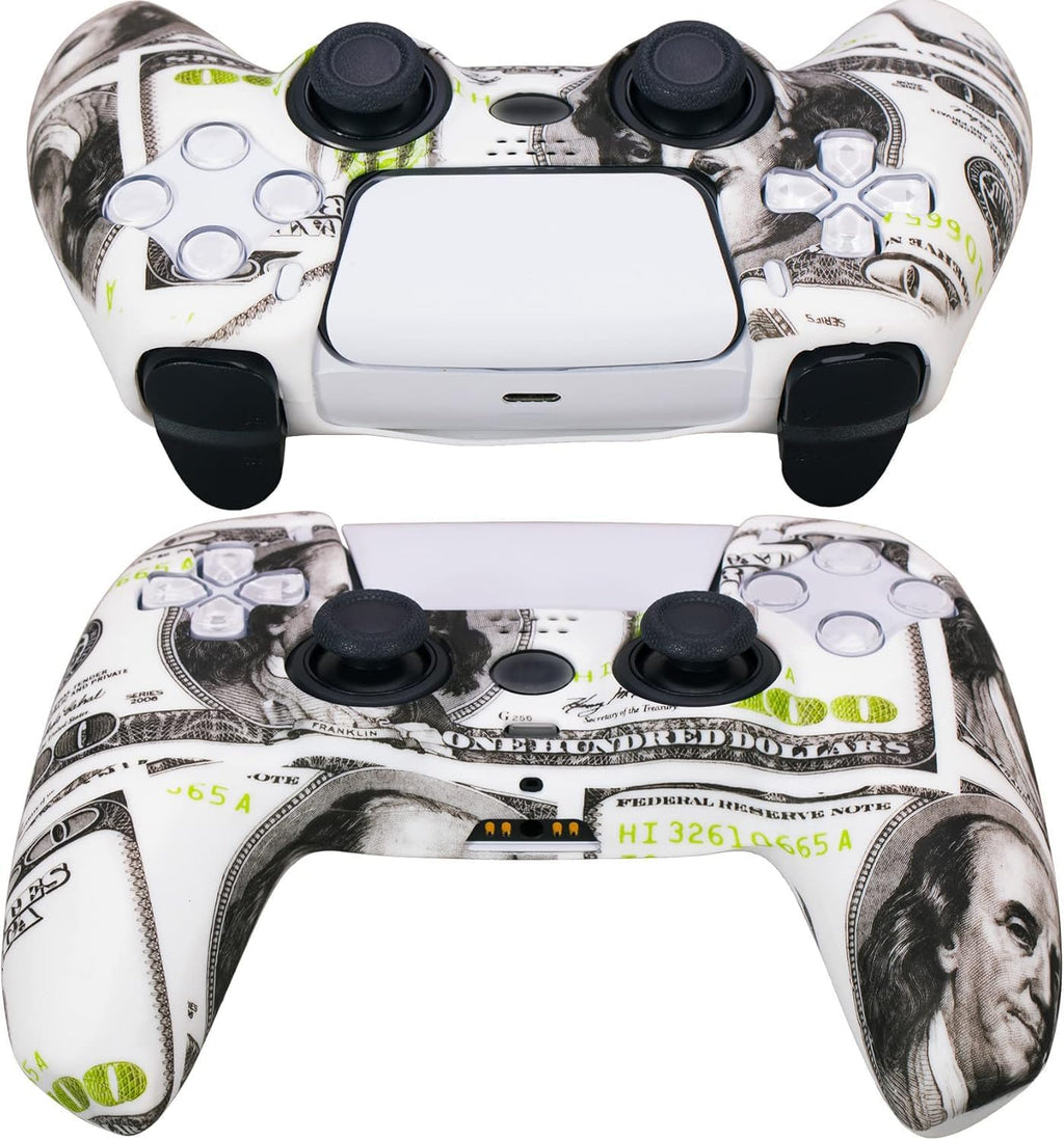Water Transfer Printing Silicone Protective Case for PS5 Controller with 10 Thumb Grips