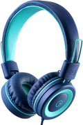 K11 Kids Headphones with Wired Cord 3.5Mm Jack Navy/Teal