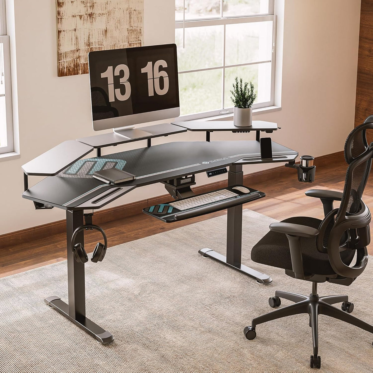 72" Electric Standing Gaming Desk with Integrated Keyboard Tray