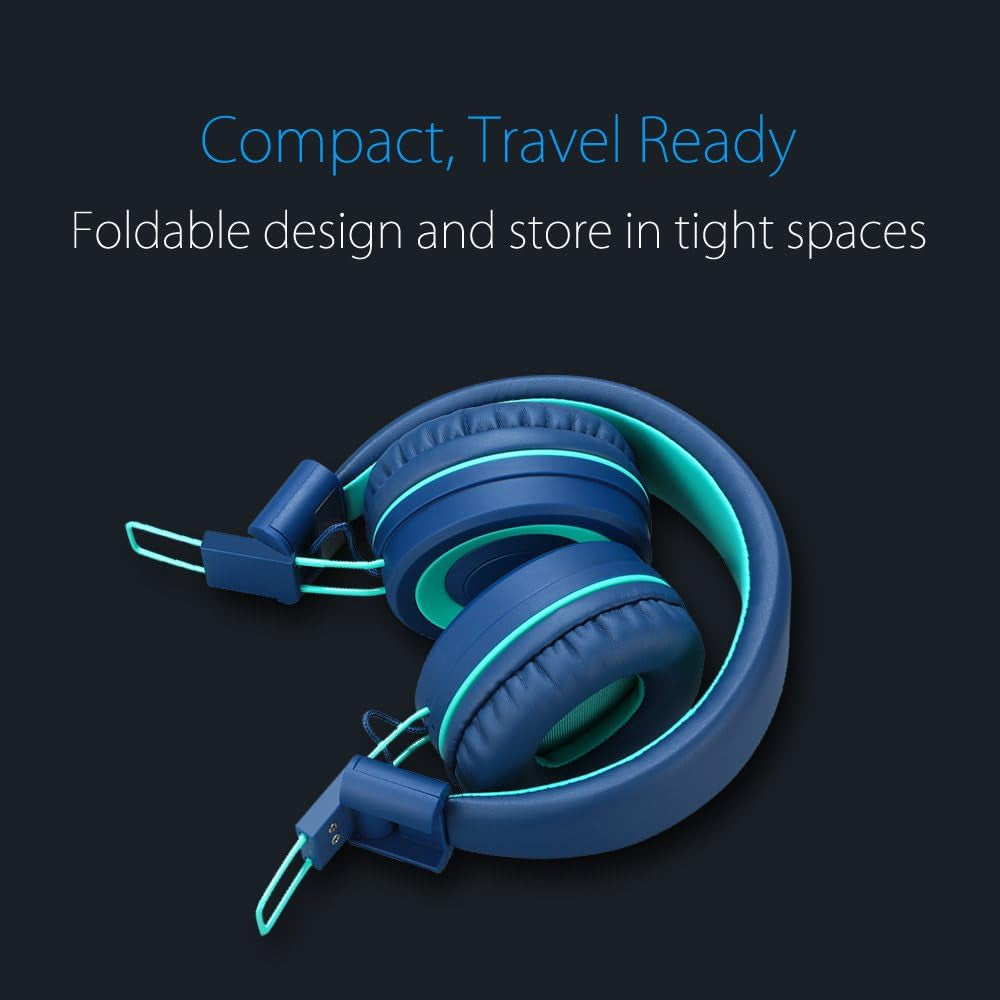 K11 Kids Headphones with Wired Cord 3.5Mm Jack Navy/Teal