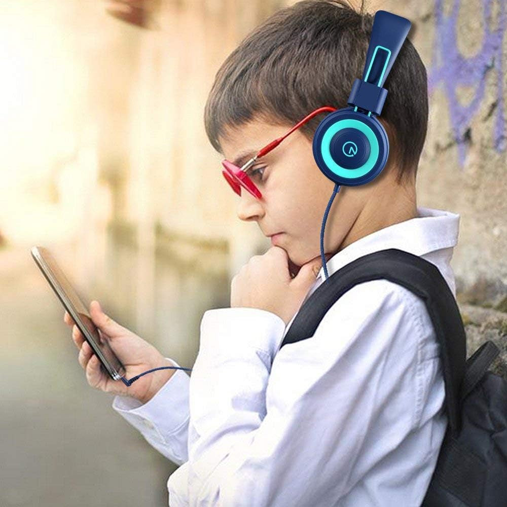 K11 Kids Headphones with Wired Cord 3.5Mm Jack Navy/Teal