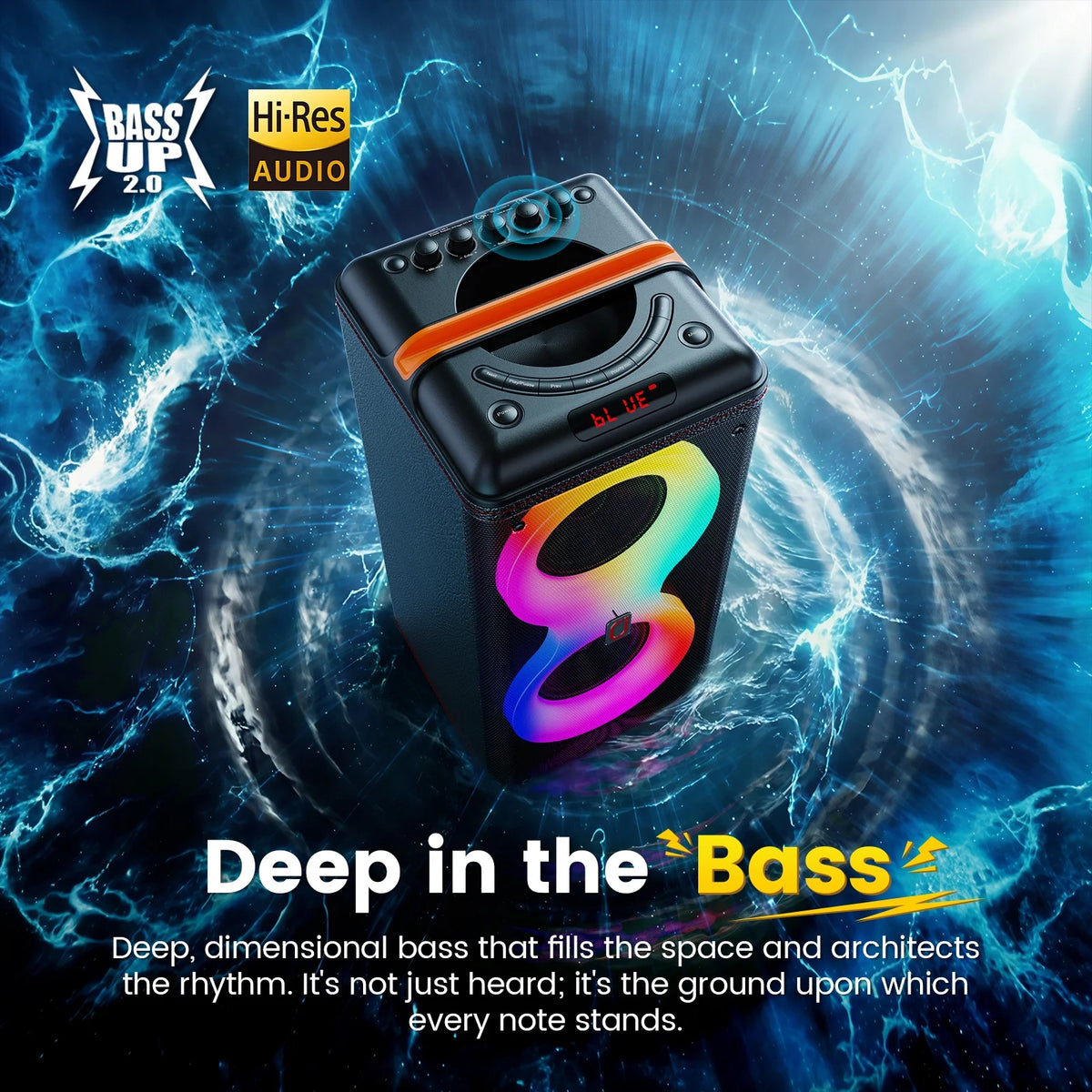 Party Speaker, Portable Outdoor Bluetooth Speaker with 2 Microphones, Led Lighting, Retro Leather Deep Bass PA System for Singing, T39