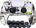 Water Transfer Printing Silicone Protective Case for PS5 Controller with 10 Thumb Grips